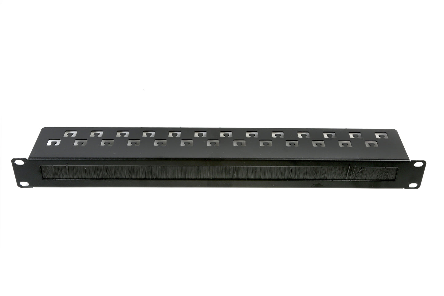 Grove 1RU Metal Cable Manager Brush Panel for 19-inch racks, with nylon brush insert for clean, organised cable routing.