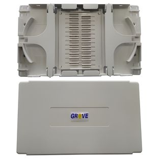 Grove 24 fibre splice tray with protective cover for secure fibre splicing and organised cable management.