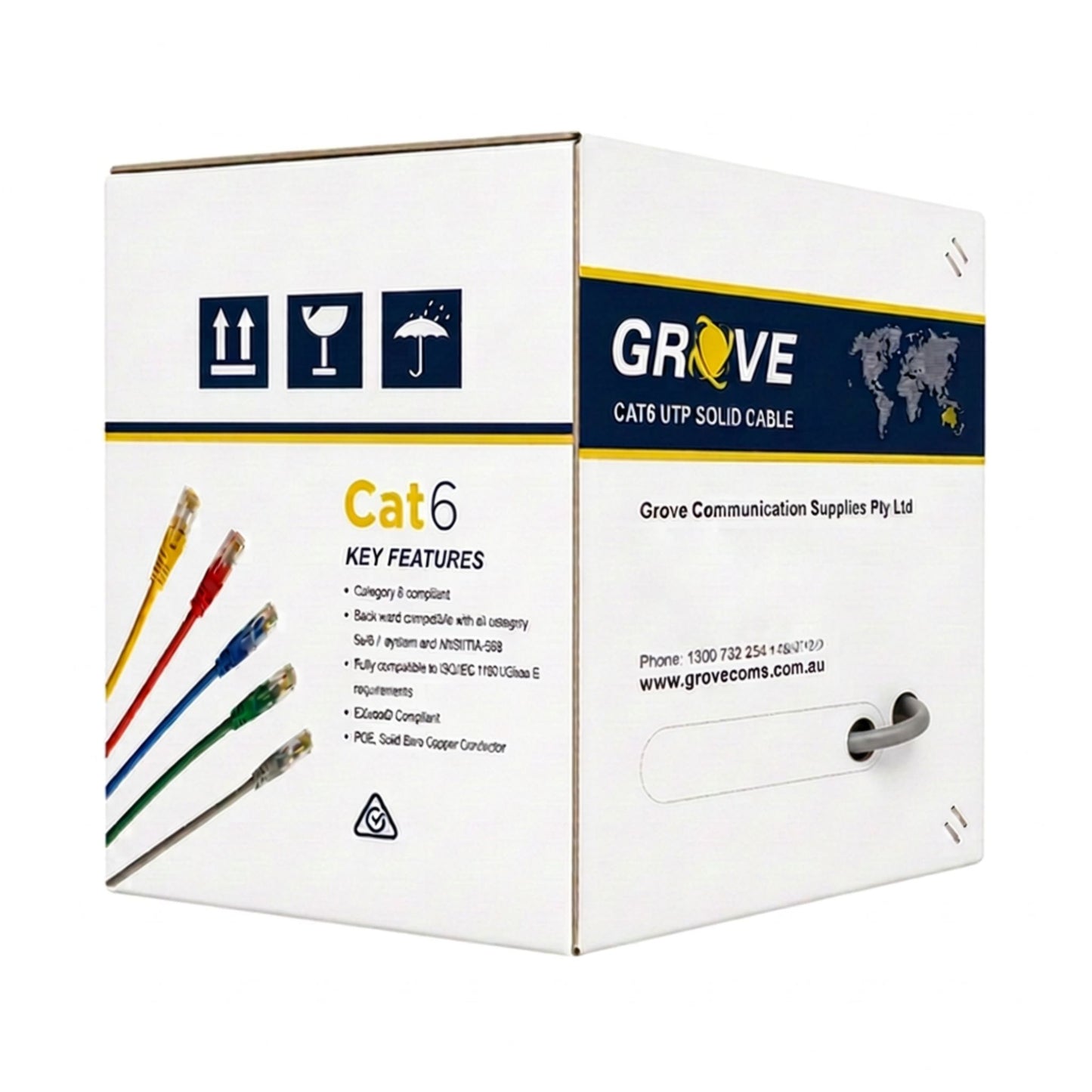 The GROVE 4 Pair UTP Cat6 Cable (305Mtr) is a high-quality networking cable designed for efficient and reliable data transmission.