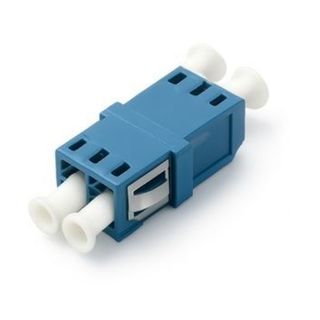 Grove LC SM OS1/OS2 Duplex Flangeless Coupler with ceramic sleeves for precise singlemode fibre optic connections in compact installations.