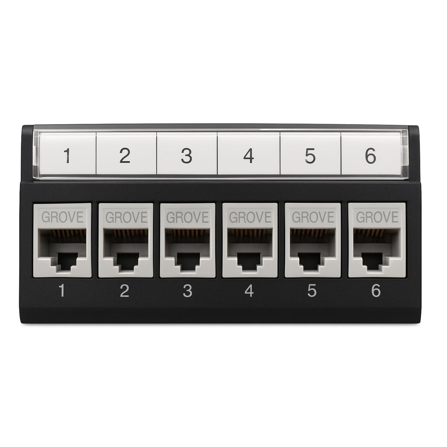 Grove 6 Port Module with Cat6 RJ45 jacks for high-speed data connectivity and structured cabling installations