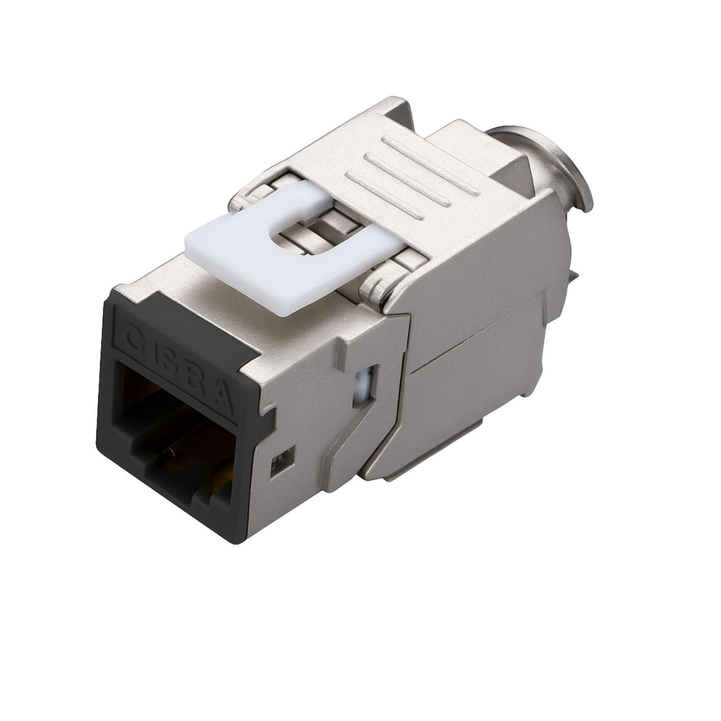 Black Cat6A Shielded Keystone Panel Jack, bag of 12, for high-speed 10G Ethernet and reliable patch panel installations