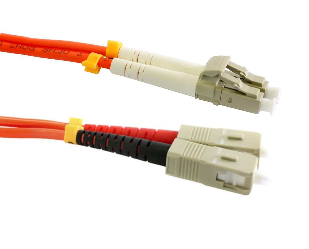 Grove 20M SC-LC OM1 Duplex Patch Lead with SC and LC connectors, OM1 multi-mode fibre for high-speed networking, telecom, and data centre applications.
