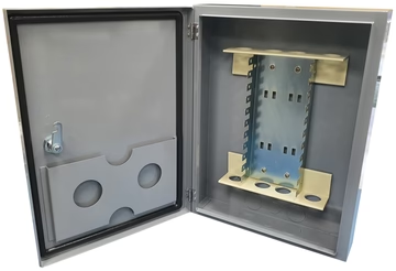 Grove IP55 100 pair MDF enclosure, powder-coated steel, 405 × 304 × 93 mm, wall or recessed mount, lockable door