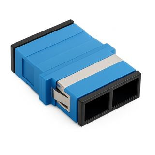 Grove SC SM OS1/OS2 Duplex Flangeless Coupler with ceramic alignment sleeves for reliable singlemode fibre optic connections.