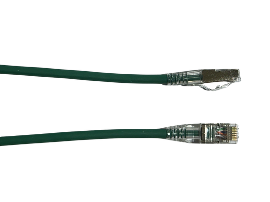 Grove 2.0M Cat6A green thin S/FTP patch lead with 28AWG stranded copper, LSZH jacket, snagless RJ45, 10 Gbps and 500MHz bandwidth
