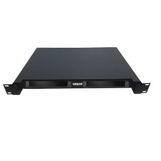 Grove 24 Port 1RU Sliding Fobot, black, fits standard 19-inch racks, with easy-access sliding design for fiber optic connections.