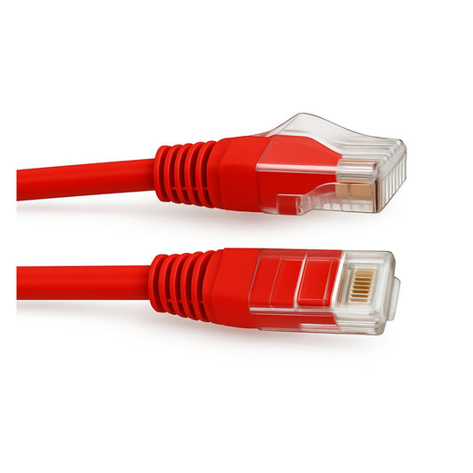 280mm red Cat6 thin 28 AWG LSZH patch lead for reliable 1 Gbps Ethernet connectivity