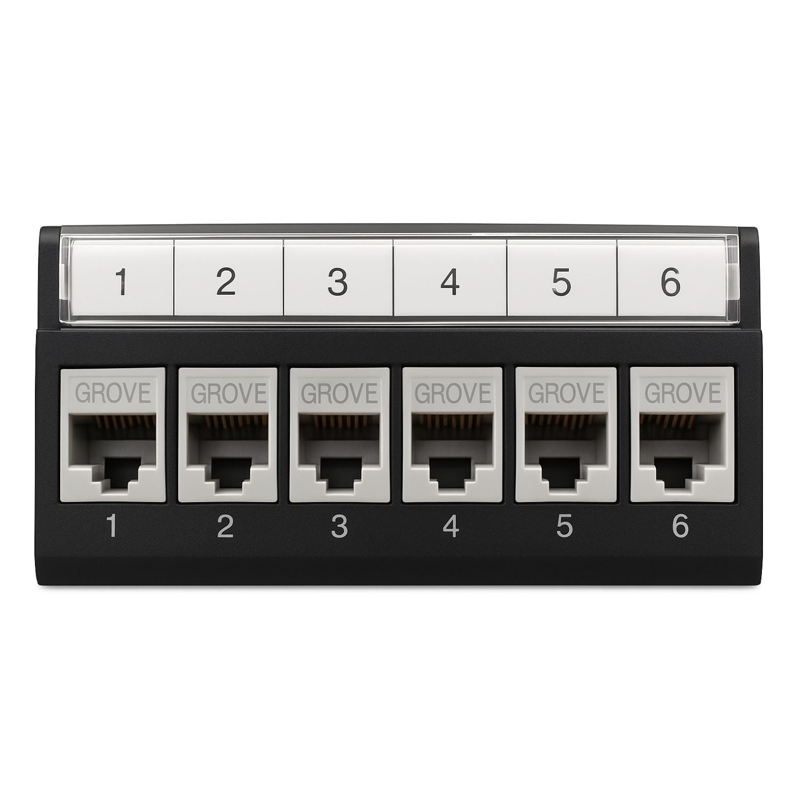 Grove 6 Port Module with Cat6 RJ45 jacks for high-speed data connectivity and structured cabling installations