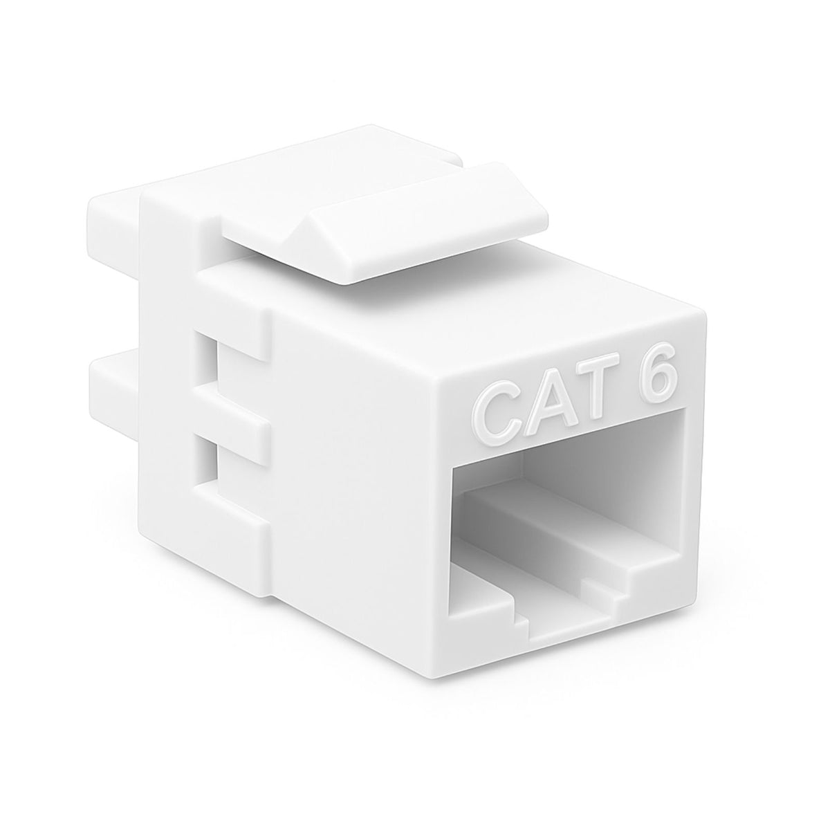 White Cat6 keystone panel jacks, bag of 24, for metric Ethernet wall plates and patch panels, high‑speed networking